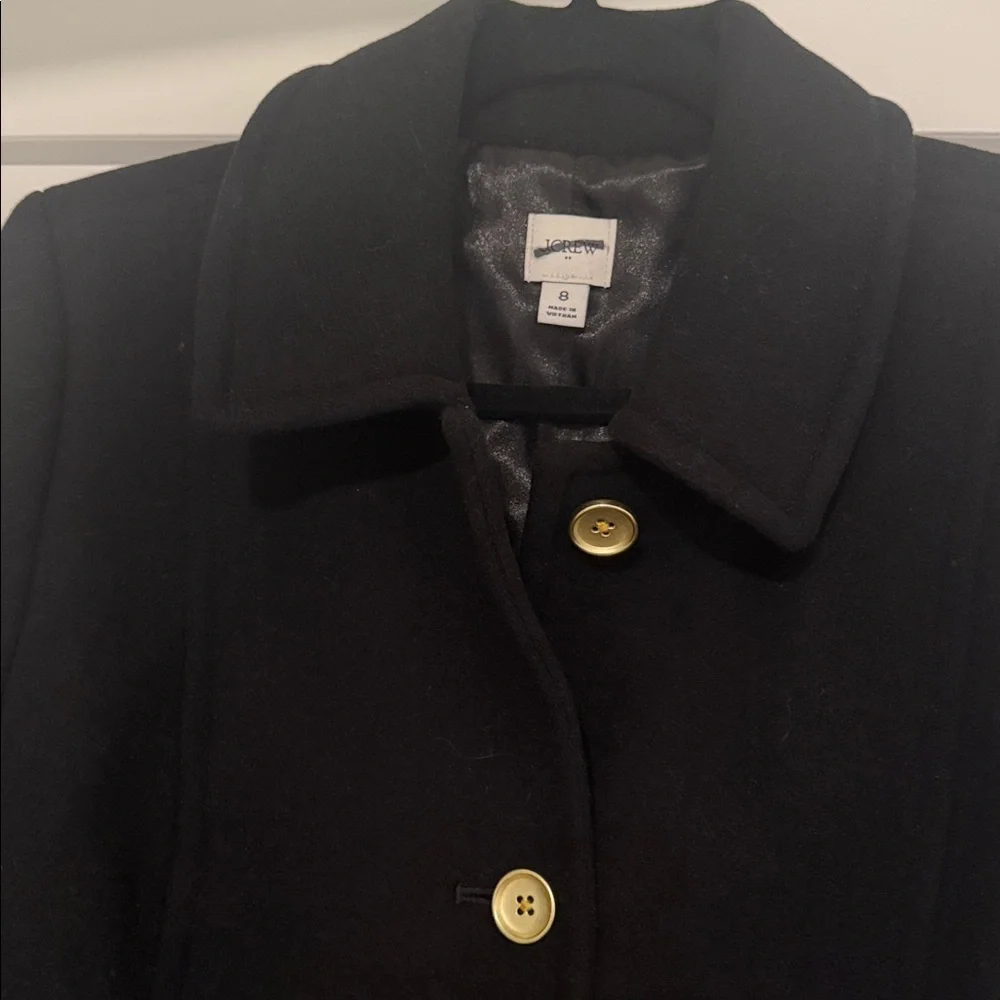 NWOT J. Crew Black Wool-blend lady day coat peacoat size 8 petite - Picture 5 of 7